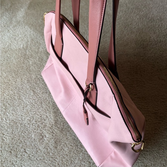 Tumi Pink Leather Zip-Top Tote Work Laptop Bag Travel Purse - Picture 6 of 10